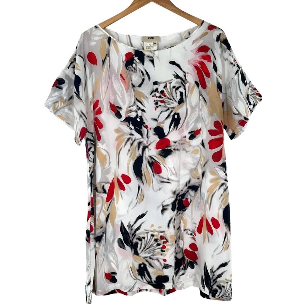 FUZZI Avant Garde Bold Floral Print Silk Shift Dress Size 46